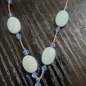 Source Unknown Blue Moonstone Quartz Oval Bead Necklace
